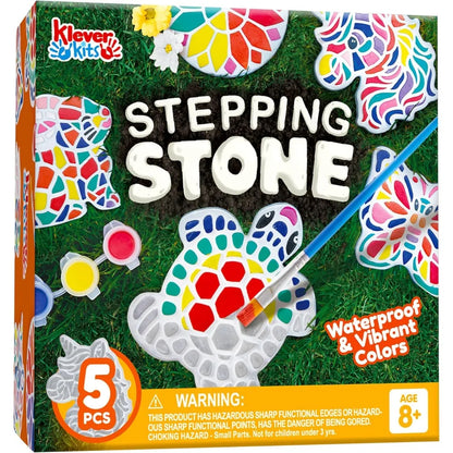 JOYFY Kids Stepping Stones Painting Kit Paint 5 Garden Stones Ceramic Garden Decor for Kids Birthday Christmas Gifts