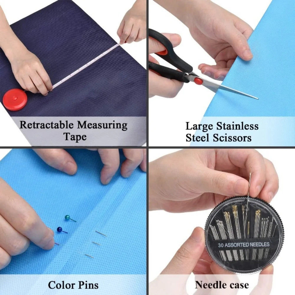 172/27pcs/set Sewing Kit with Threads Needles Scissors Tape Measure Buttons Storage Bag Portable Travel Sewing Box Tools
