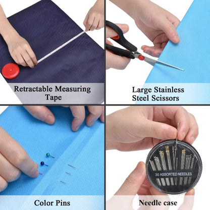 172/27pcs/set Sewing Kit with Threads Needles Scissors Tape Measure Buttons Storage Bag Portable Travel Sewing Box Tools