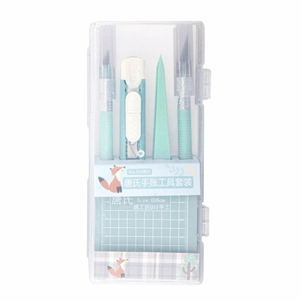 5pcs/Set DIY Scrapbook Tool Set Tweezers Pens Non-Slip Mats Art Cutting Tools Kit Paper Crafting Carving Craft Paper Pen