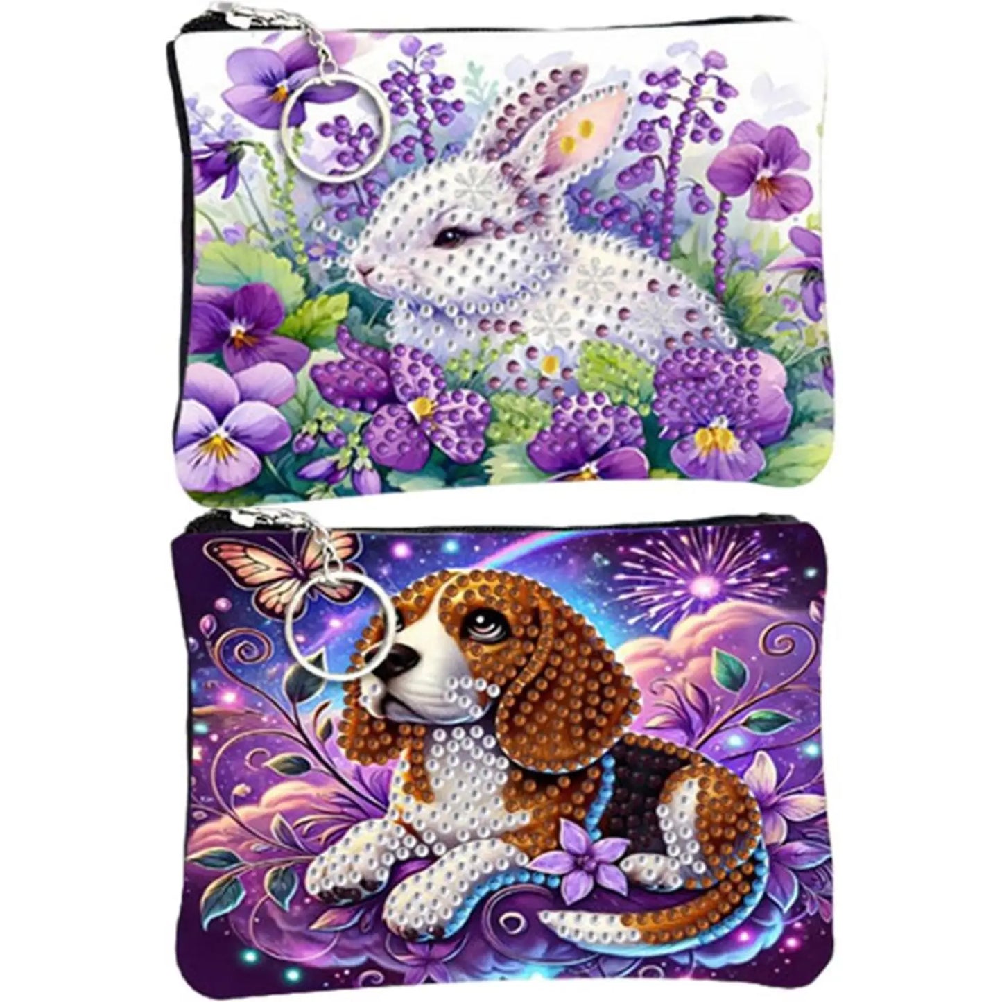 DIY Diamond Painting Creative Rhinestone Handbag Zipper Closure 5D Diamond Painting Coin Pouch for Cash Carry Daily Use Travel