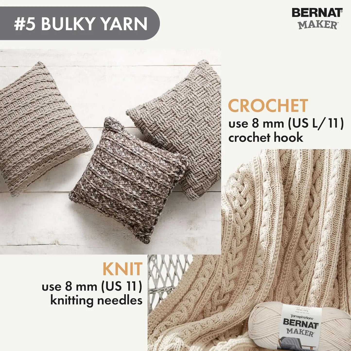 Bulky Cotton Nylon Yarn - 250g/8.8oz, 290m/317yd for Knitting Crochet Amigurumi