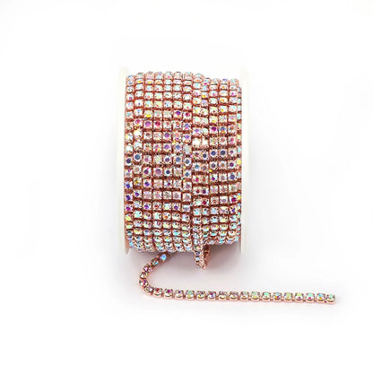 SS6 SS8 SS12 Sewing Red Glass Rhinestone Chain Trim Strass Cup Chain Crystal Ribbon Banding For Clothes DIY Crafts