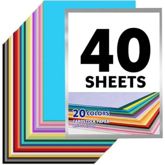8.5 x 11 Colored Cardstock Paper 40 Sheets 20 Assorted Colors 200gsm 75lb Thick Smooth Card Stock for Card Making DIY Crafts Sc