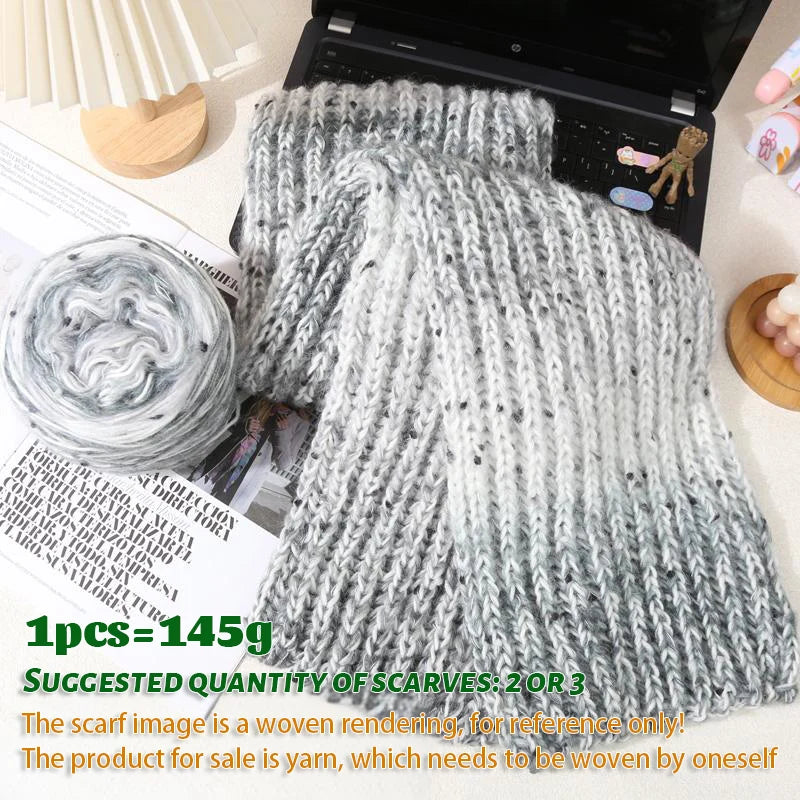 145g couple scarf yarn color dot bean gradient long dyeing hand woven men's and women's fashionable scarf hat yarn ball