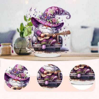 5D Diamond Painting Set With Purple Music Gnome Pattern Diamond Art Desktop Decor Gemstone Inlaid Craft For Home And Bedroom
