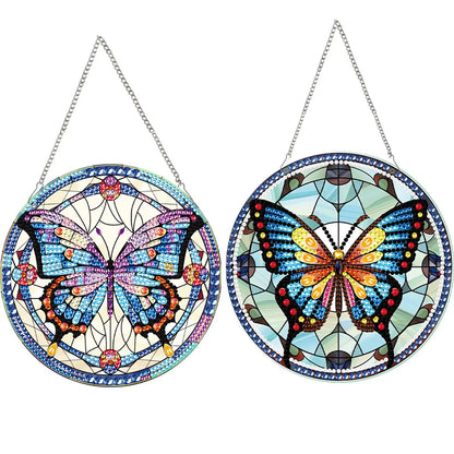 2pcs Butterfly Theme 2D Flat DIY Diamond Art Pendant Decor for Home & Window
