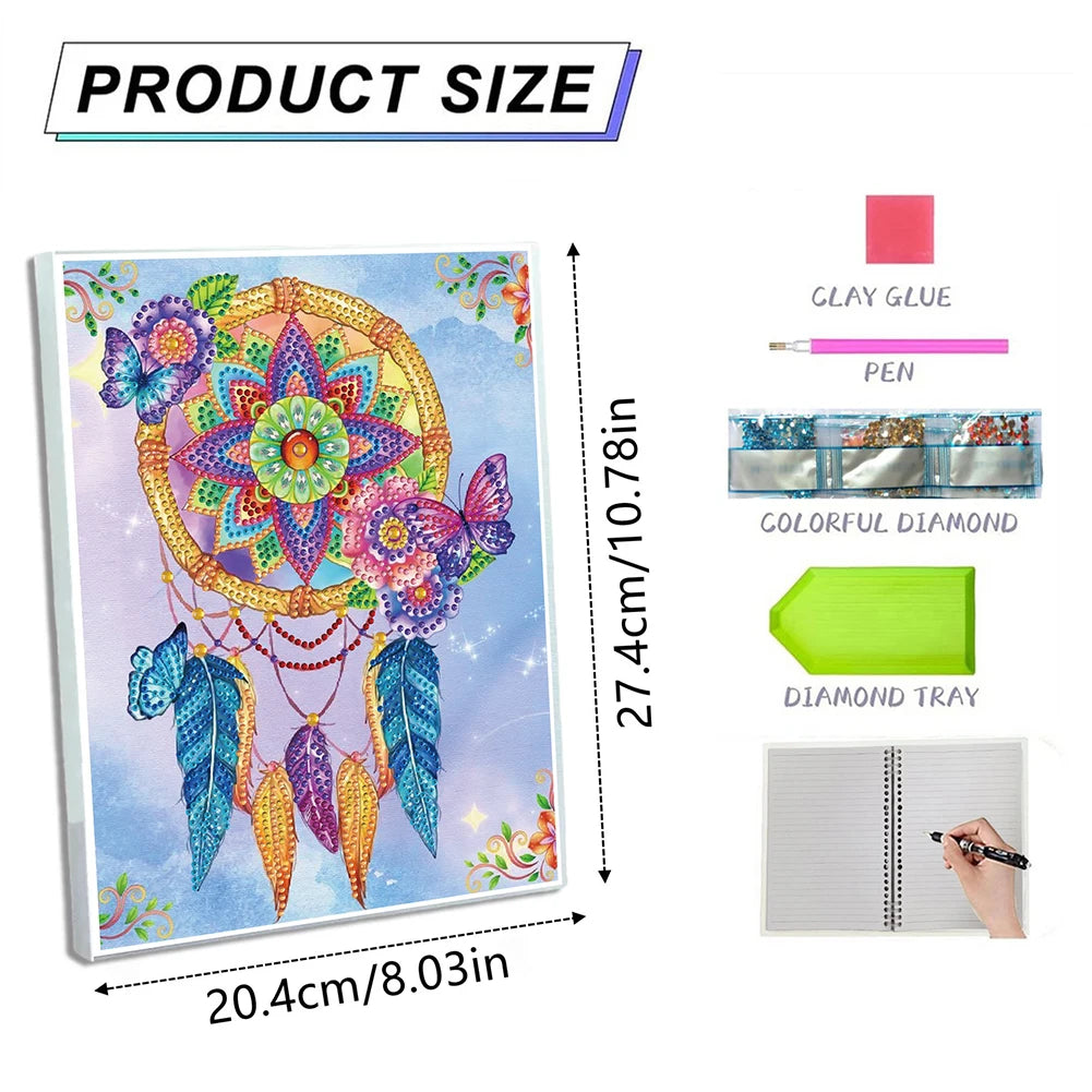 5D Diamond Painting Notebook 50 Pages A5 DIY Special Shaped Journal Sketchbook DIY Special Shaped Diamond Painting Notebook