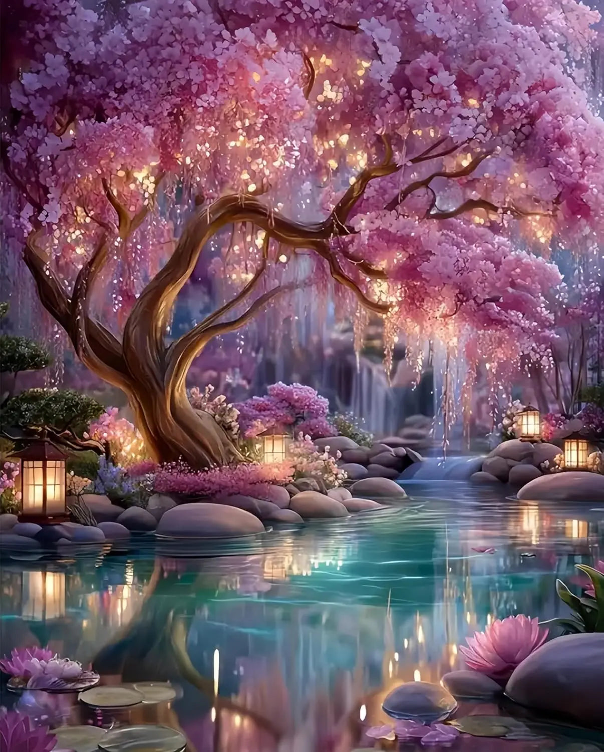 Glowing Forest Diamond Painting Kit for Adults, 5D DIY Art with Full Round Drills, 13.8x13.8 Inch Home Decor